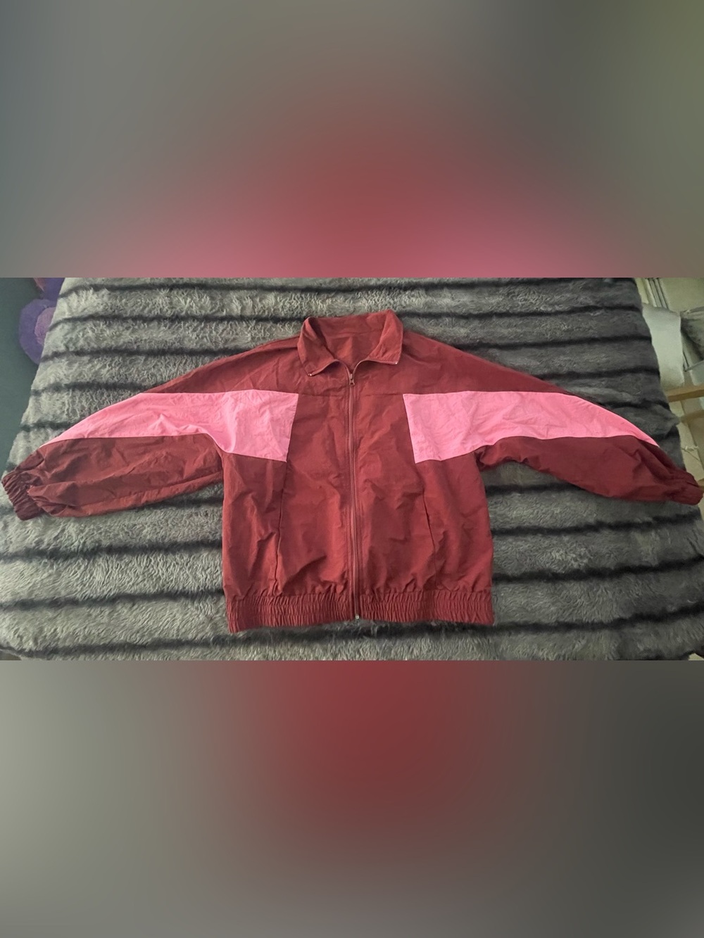 Women’s Two-Tone Maroon and Pink Windbreaker Jacket
